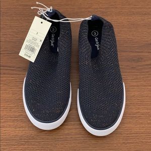 Cat and Jack Size 3 Navy Glitter Slip Ons NWT